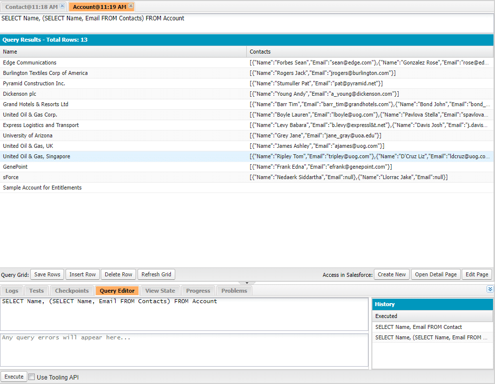 An example of SOQL queries in APEX